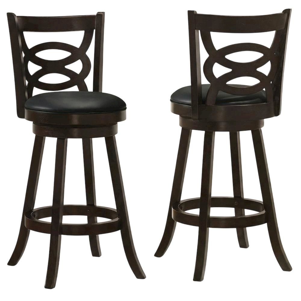 Wood Swivel Counter Height Bar Stool for Kitchen, Cappuccino, Set of 2