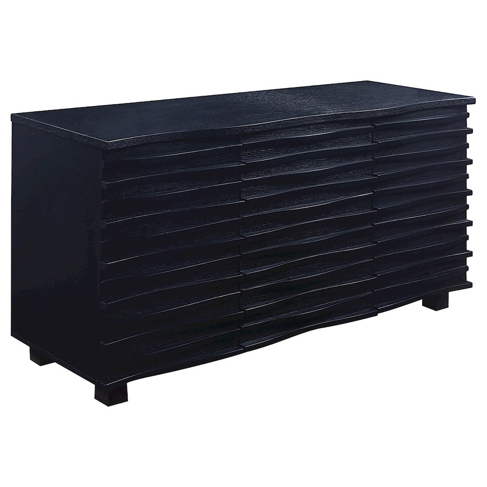 FurniFact Sideboard Buffet with 3-Drawer Wooden Storage Cabinet, Black