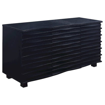 FurniFact Sideboard Buffet with 3-Drawer Wooden Storage Cabinet, Black