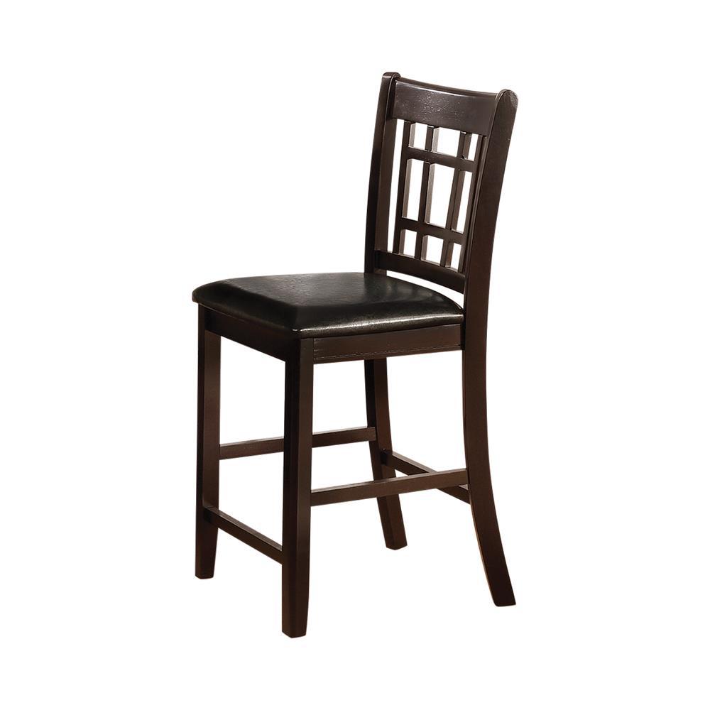 Counter Height Bar Stools Set of 2, Brown Leatherette & Wood Stools
