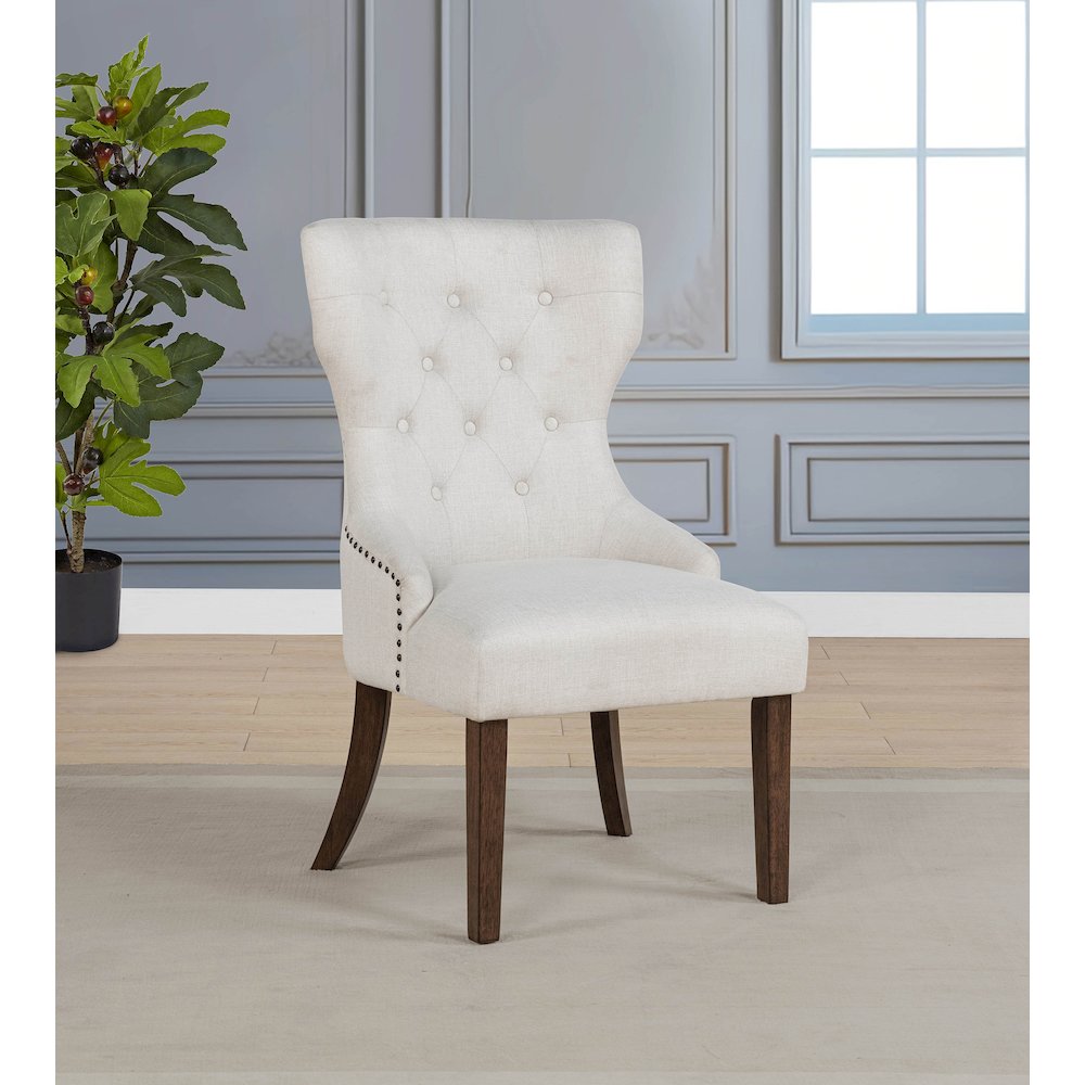 Baney Fabric Upholstered Dining Side Chair Cream and Dark Oak