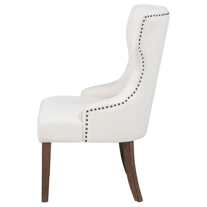 Baney Fabric Upholstered Dining Side Chair Cream and Dark Oak