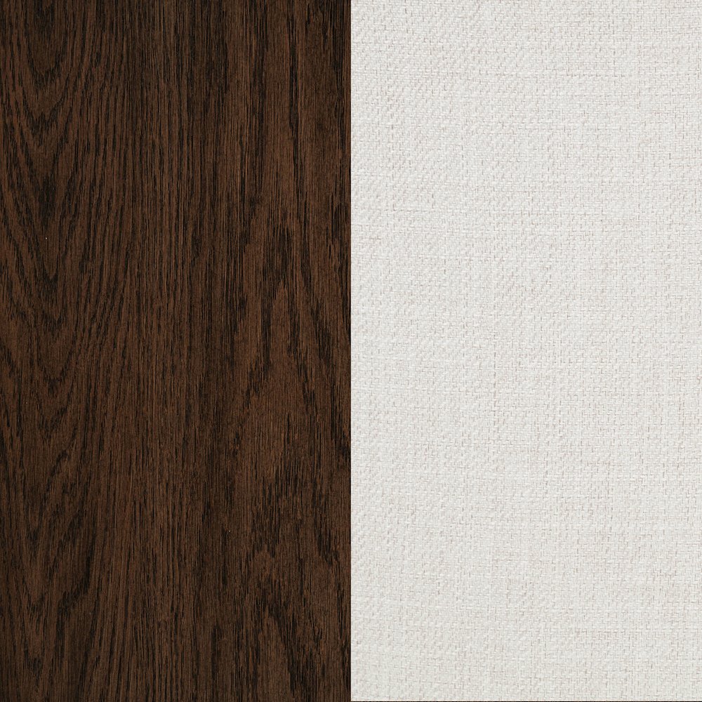 Baney Fabric Upholstered Dining Side Chair Cream and Dark Oak