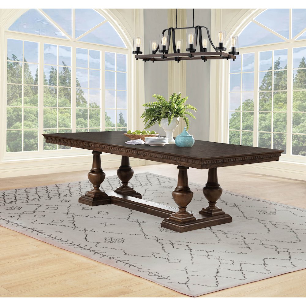 Ridgewell Rectangular Trestle Dining Table Dark Oak