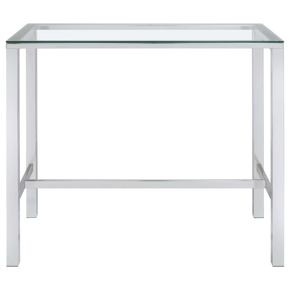 Tolbert Rectangular 47-inch Glass Top Pub Bar Table Chrome