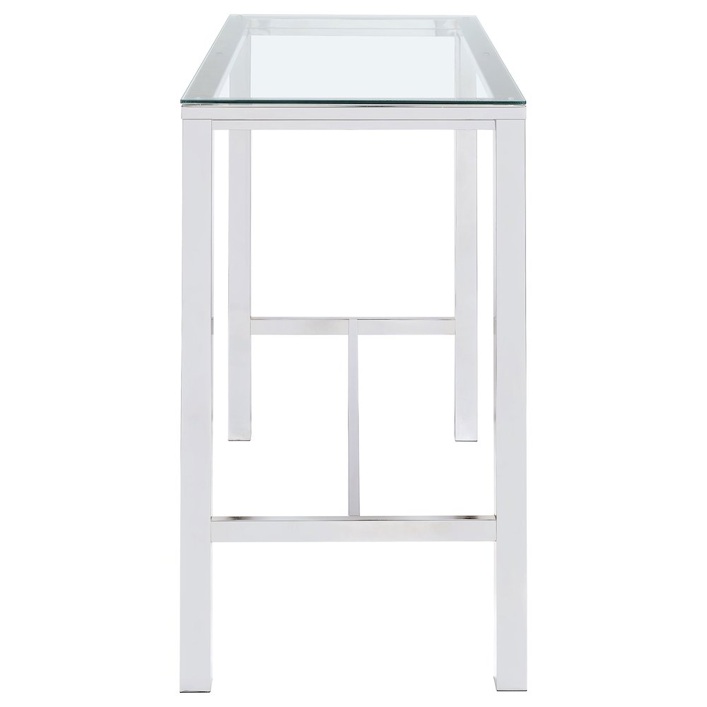 Tolbert Rectangular 47-inch Glass Top Pub Bar Table Chrome