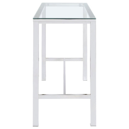 Tolbert Rectangular 47-inch Glass Top Pub Bar Table Chrome