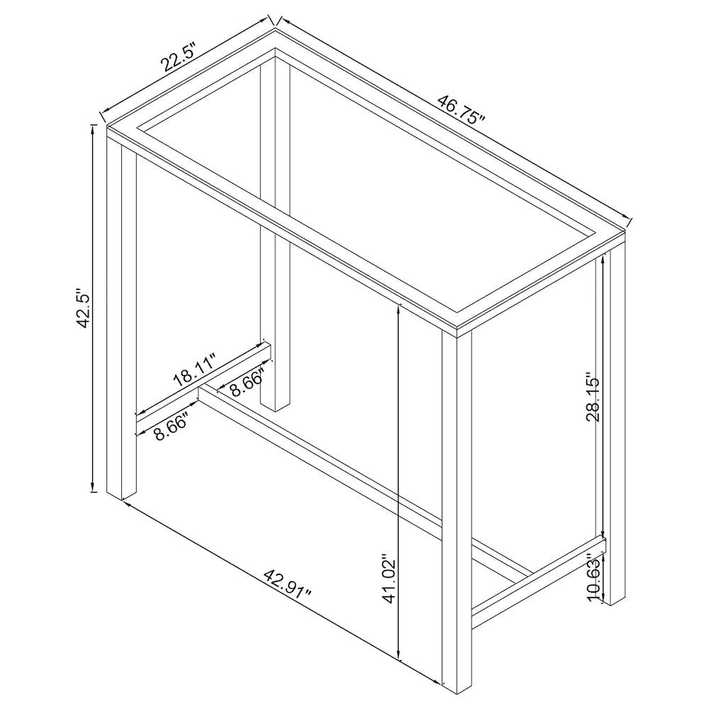 Tolbert Rectangular 47-inch Glass Top Pub Bar Table Chrome