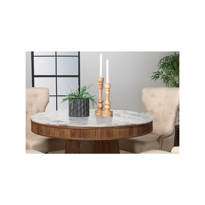Ortega Round 46-inch Marble Top Wood Dining Table Natural