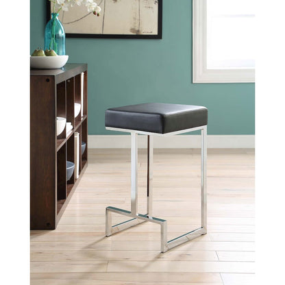 Gervase Square Counter Height Stool Black and Chrome