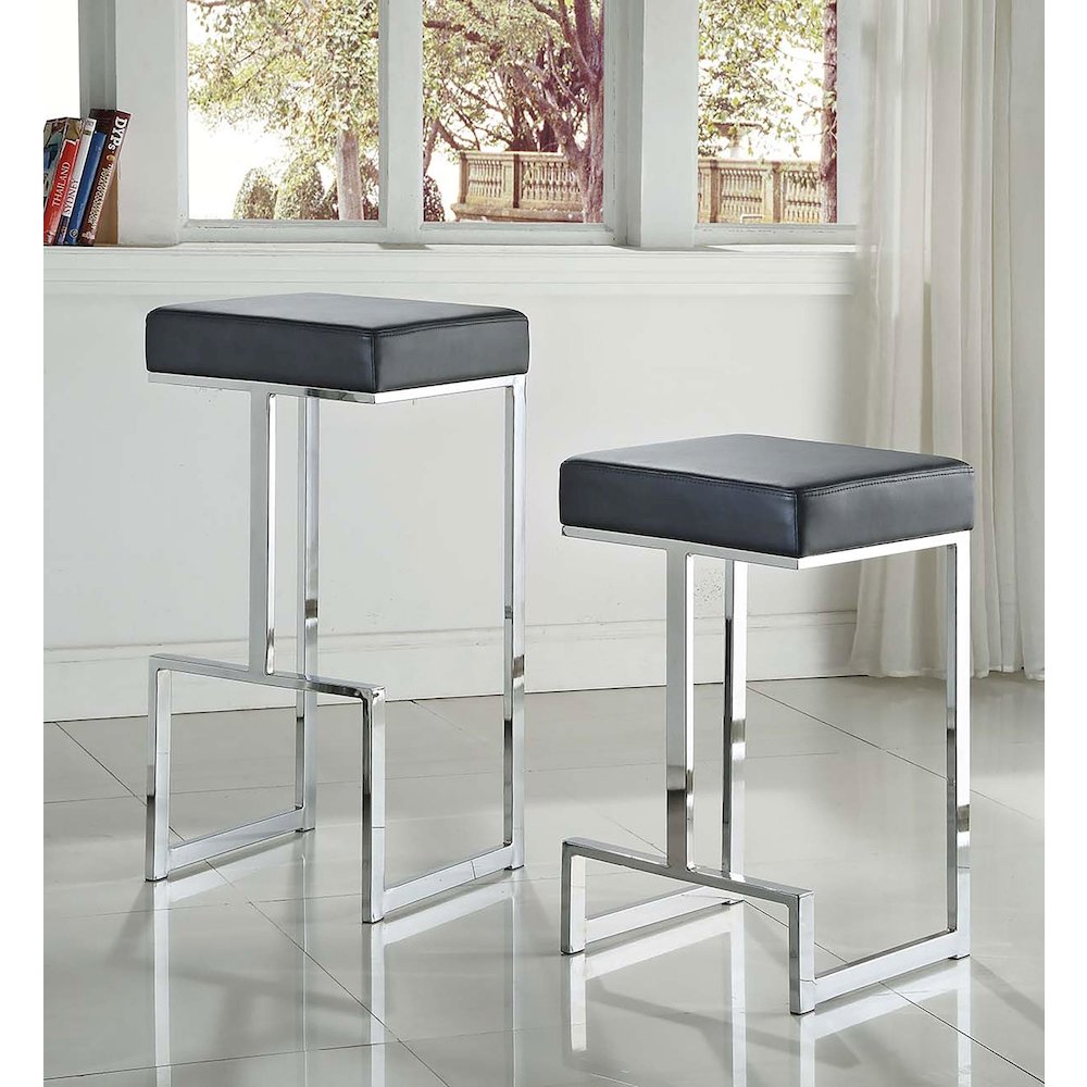 Gervase Square Counter Height Stool Black and Chrome