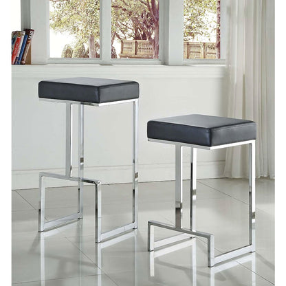 Gervase Square Counter Height Stool Black and Chrome