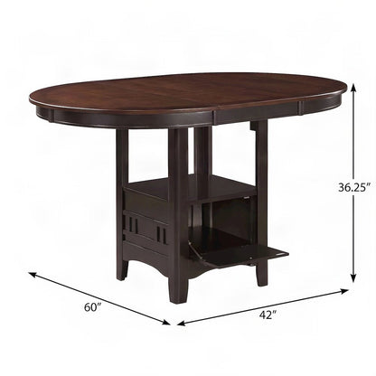 FurniFact Oval Extension Counter Dining Table with Wood Top, Light Chestnut