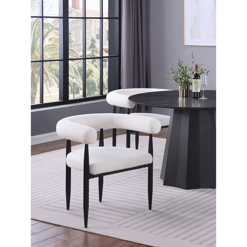 Dunmore Boucle Upholstered Dining Arm Chair Cream (Set of 2)