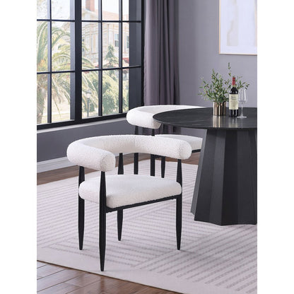 Dunmore Boucle Upholstered Dining Arm Chair Cream (Set of 2)