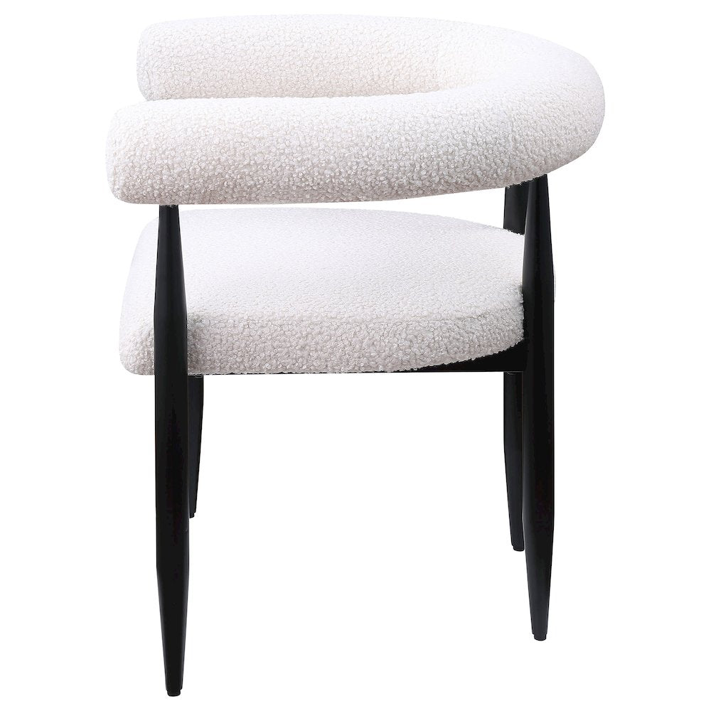 Dunmore Boucle Upholstered Dining Arm Chair Cream (Set of 2)