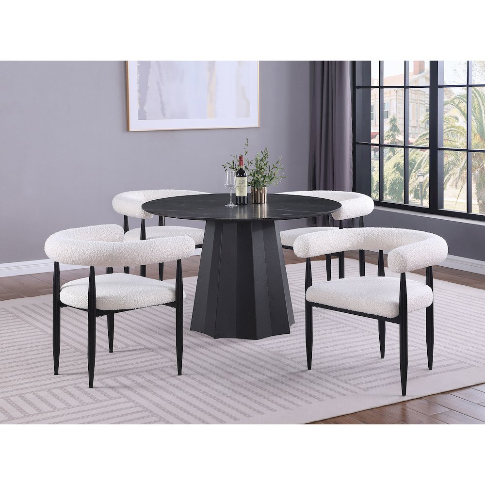 Dunmore Boucle Upholstered Dining Arm Chair Cream (Set of 2)