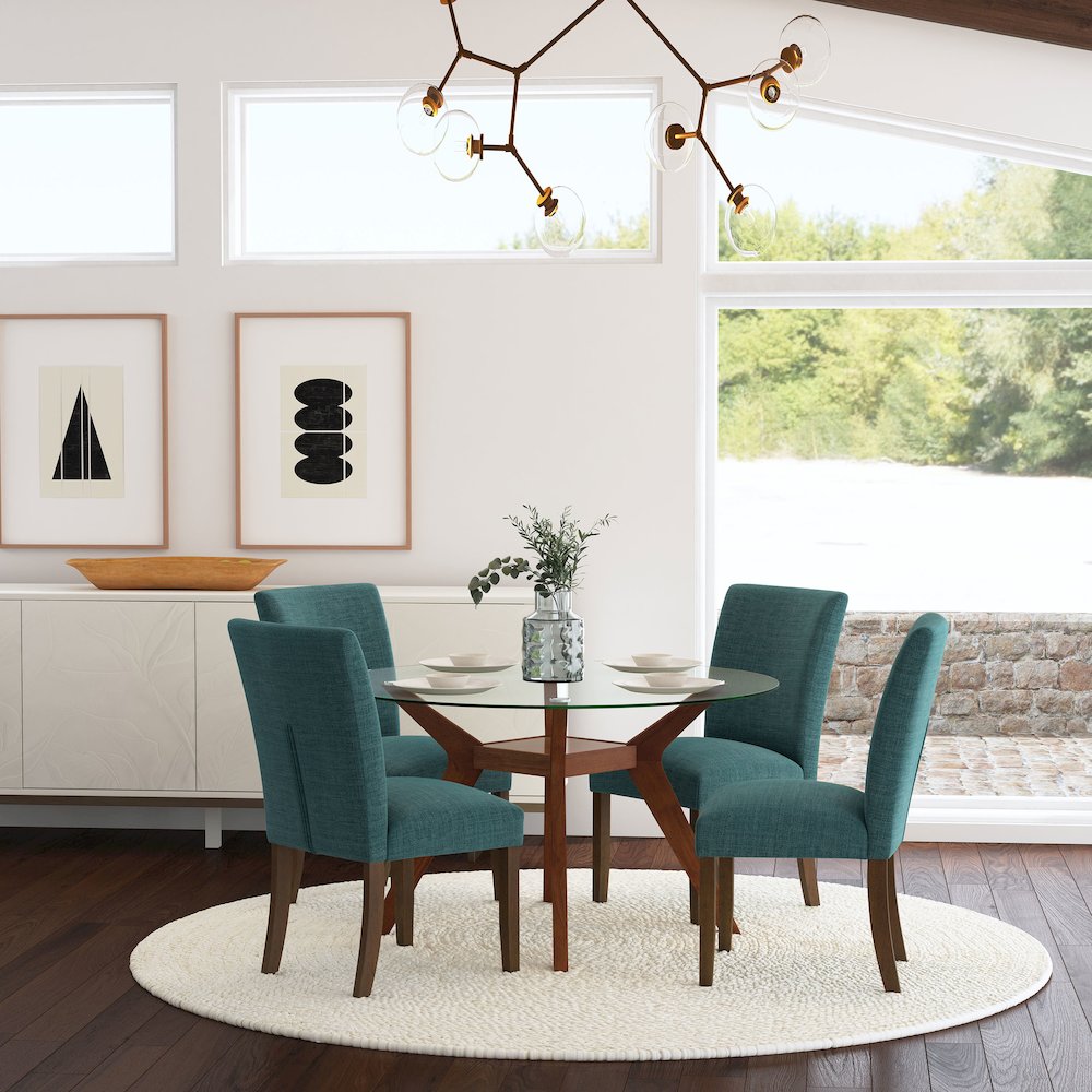 Cantley Upholstered Dining Side Chair Teal Blue (Set of 2)