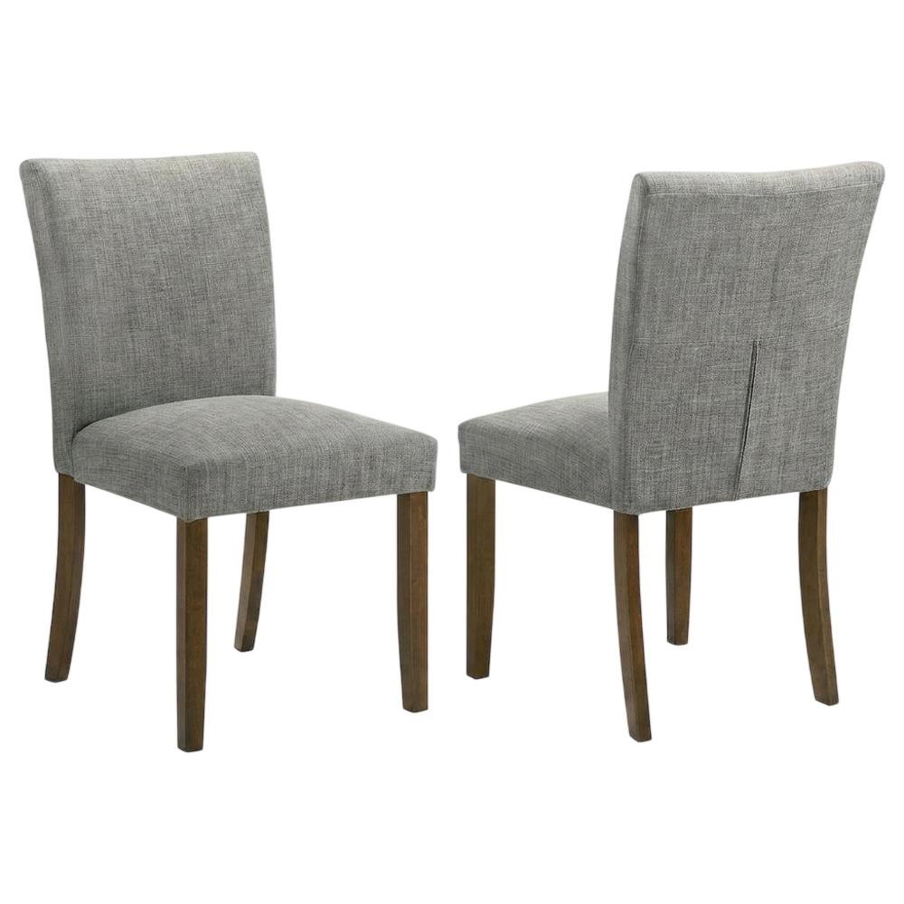 Upholstered Dining Chair with Wood Legs, Kitchen Side Chair, Grey, Set of 2