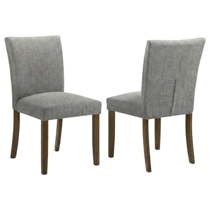 Upholstered Dining Chair with Wood Legs, Kitchen Side Chair, Grey, Set of 2