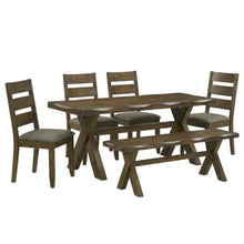 Farmhouse Wood Rectangular Dining Table Set with Chairs, Knotty Nutmeg
