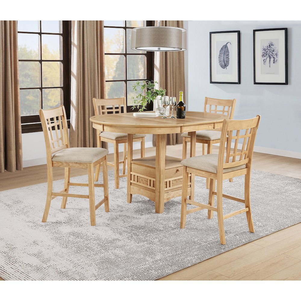 Lavon 5-piece Oval Counter Height Dining Set Light Oak