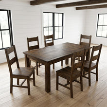 Farmhouse Wood Rectangular Dining Table with Chairs, Rustic Golden Brown