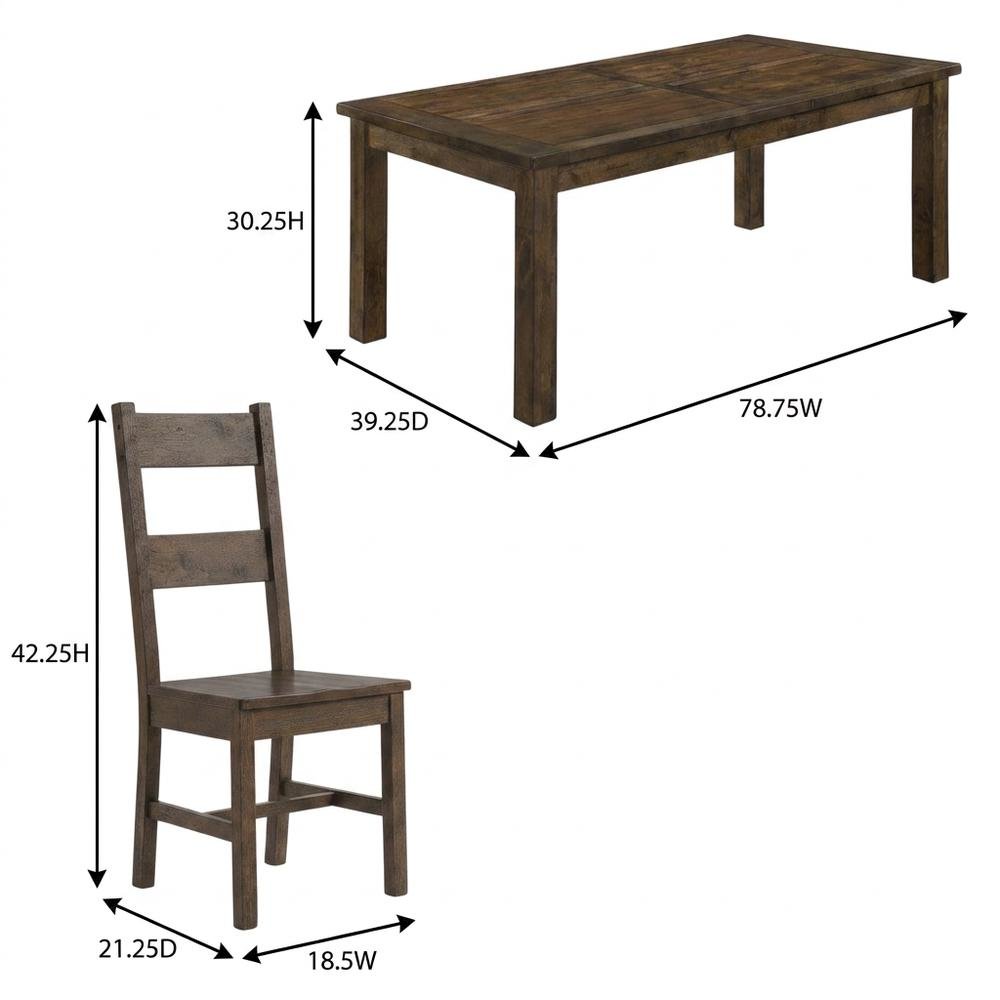 Farmhouse Wood Rectangular Dining Table with Chairs, Rustic Golden Brown