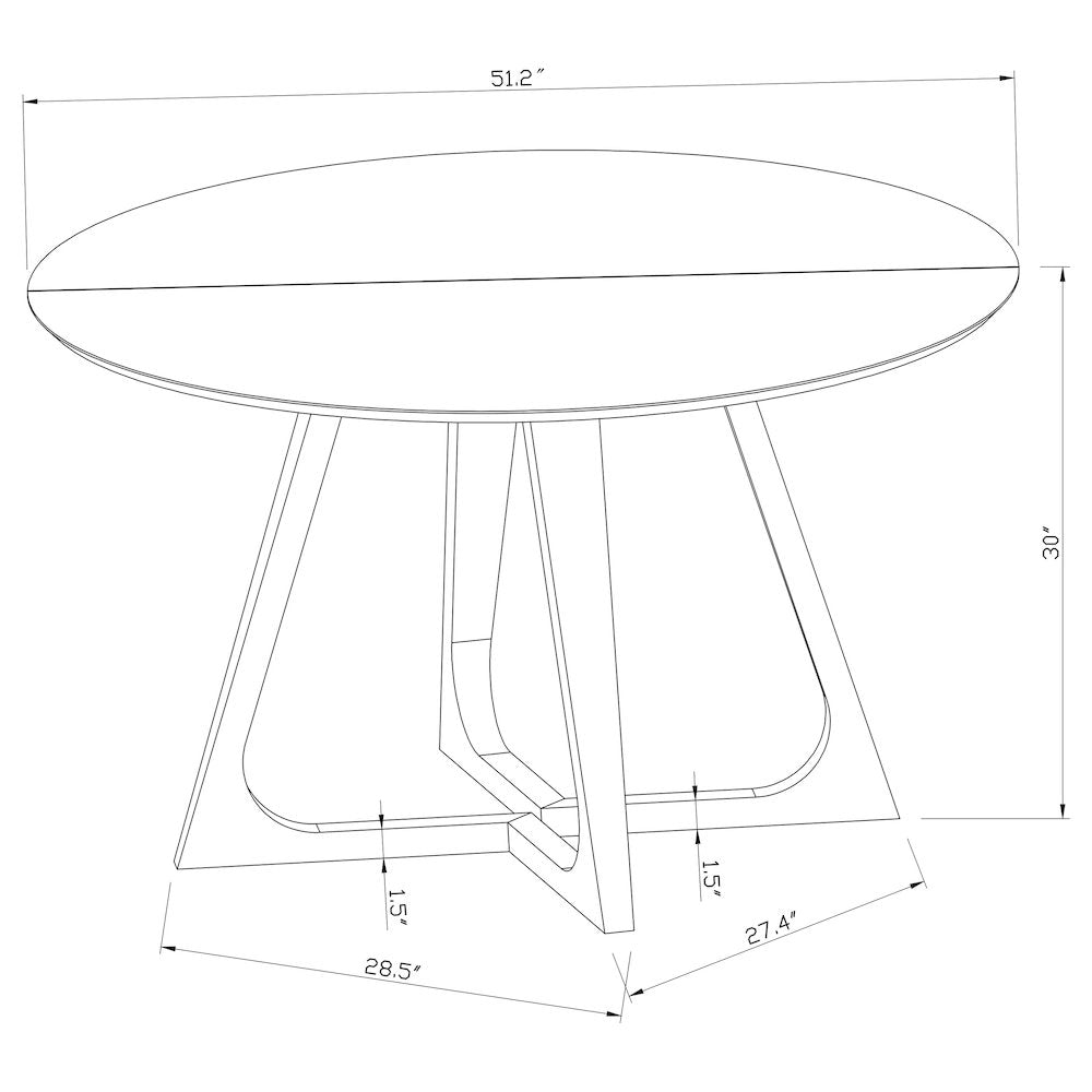 Gwynn Round 51-inch Marble Stainless Steel Dining Table Gold