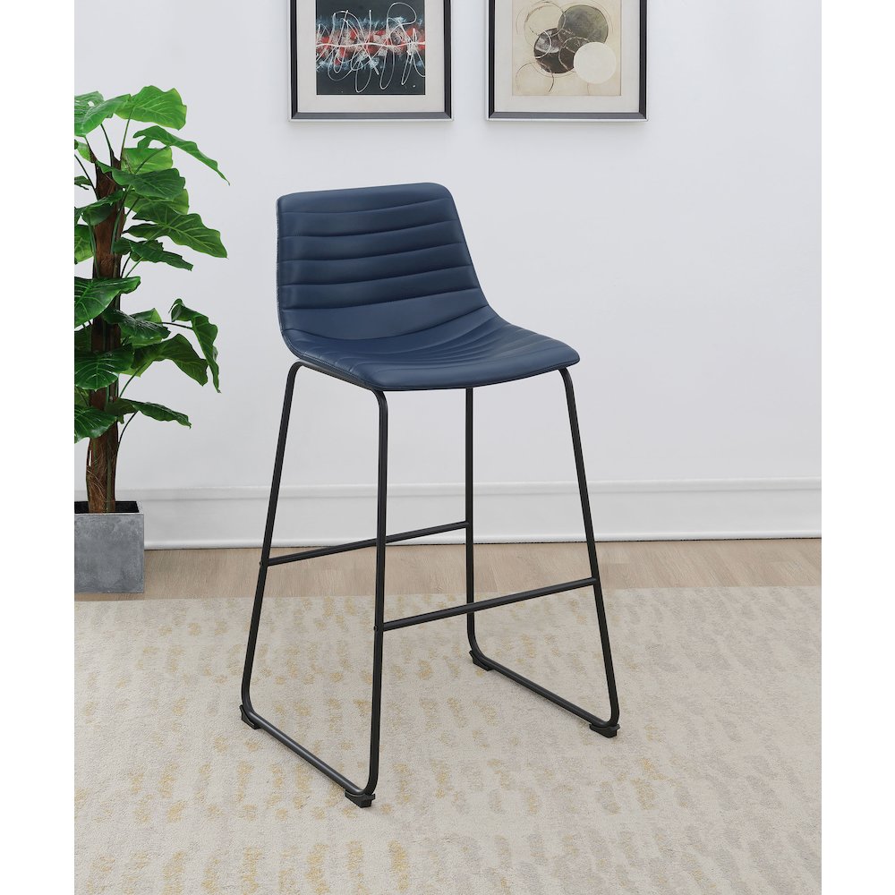 Zuni Faux Leather Upholstered Bar Chair Blue (Set of 2)