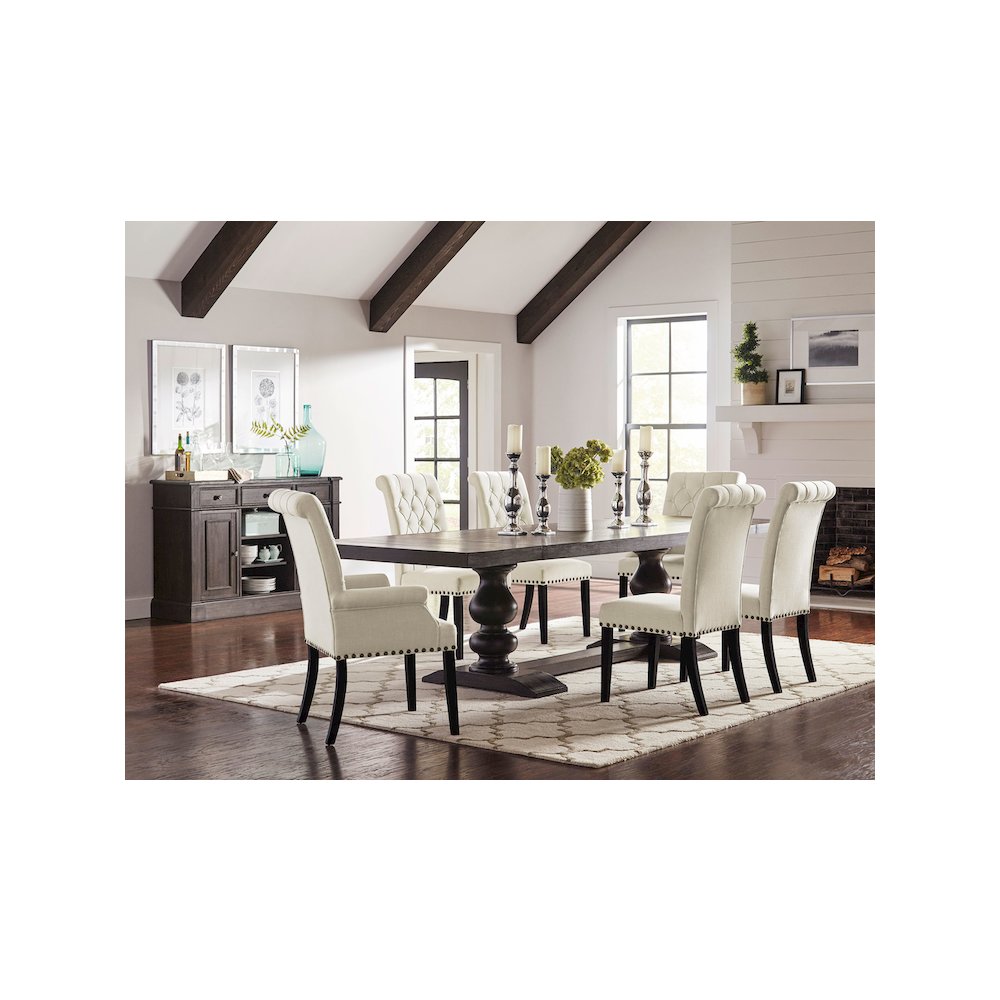 Alana Fabric Upholstered Dining Side Chair Beige (Set of 2)