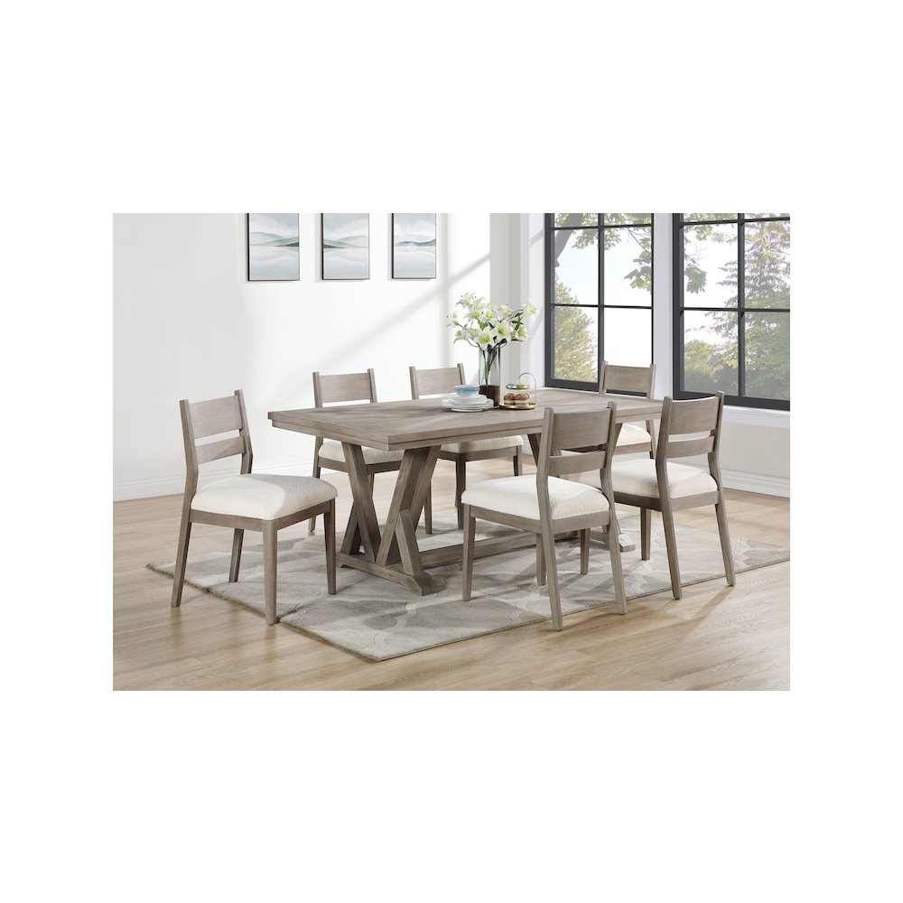 Cornelia 7-piece Rectangular Dining Table Set Coastal Grey