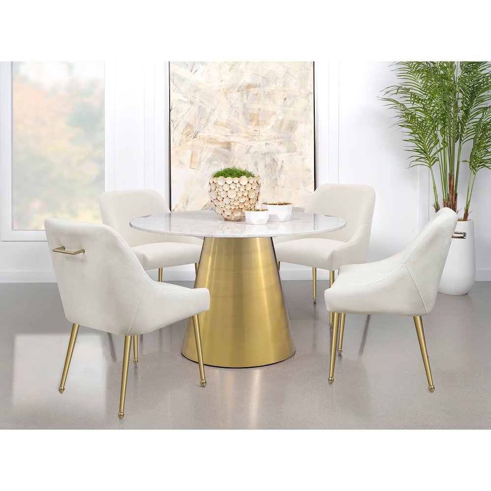 Ambrose Round 50-inch Marble Top Dining Table Brushed Gold