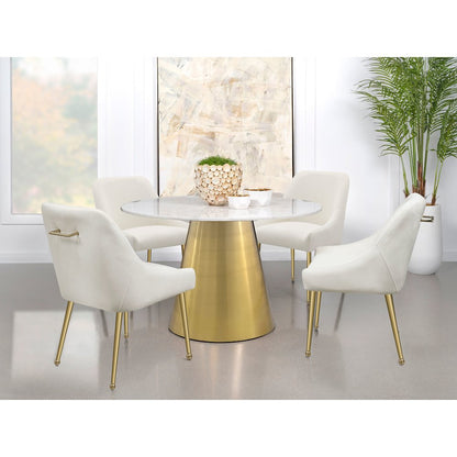 Ambrose Round 50-inch Marble Top Dining Table Brushed Gold