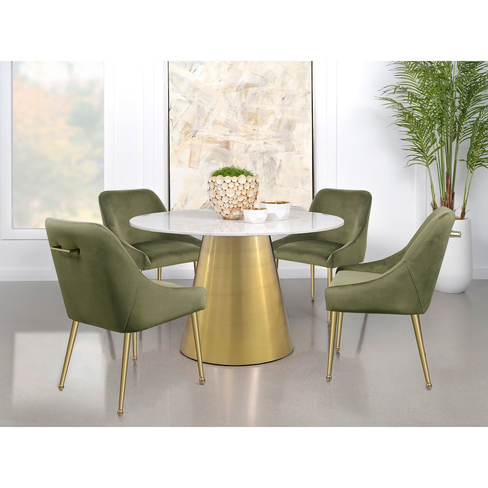 Ambrose Round 50-inch Marble Top Dining Table Brushed Gold