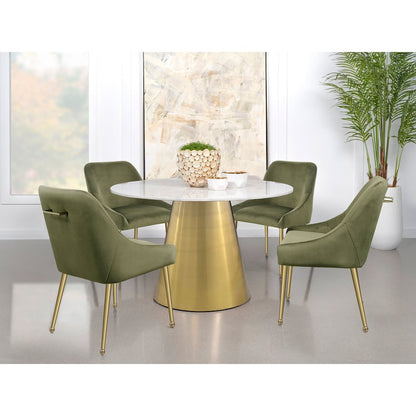 Ambrose Round 50-inch Marble Top Dining Table Brushed Gold
