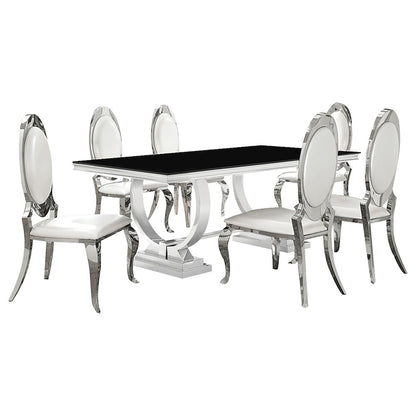 Antoine 7-piece Rectangular Glass Top Dining Set Chrome
