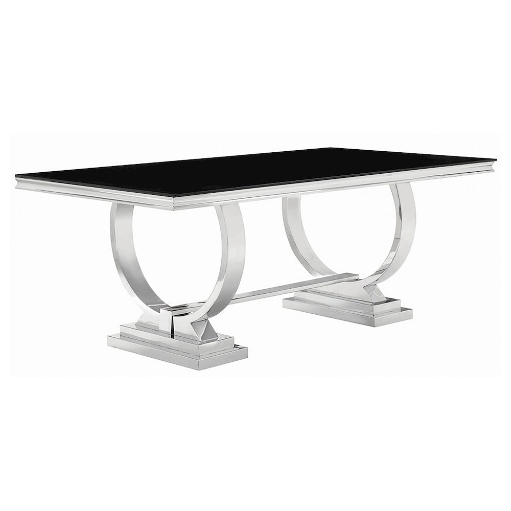 Antoine 7-piece Rectangular Glass Top Dining Set Chrome