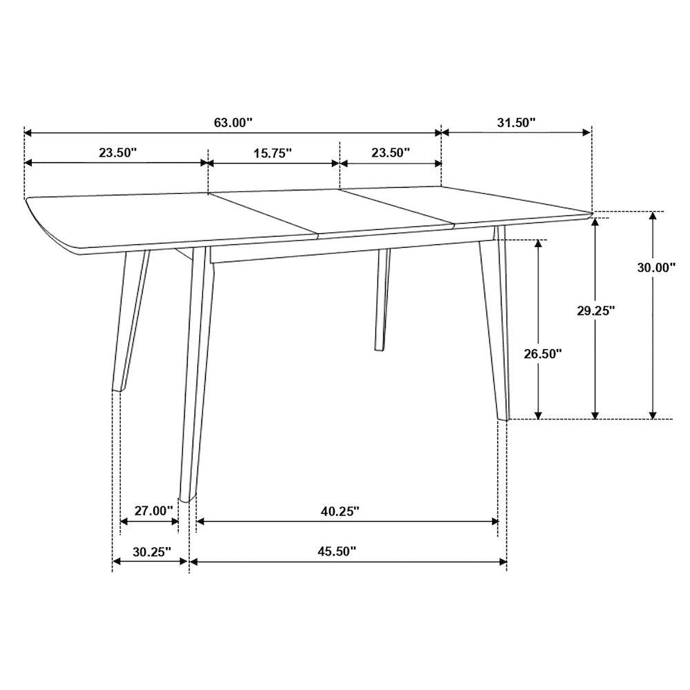 Alfredo 63-inch Extension Leaf Dining Table Natural Walnut