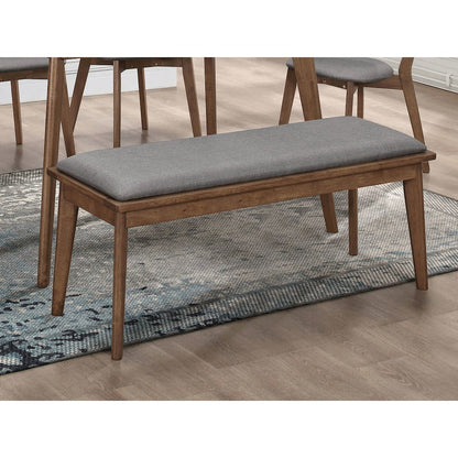 Alfredo Upholstered Dining Bench Grey and Natural Walnut