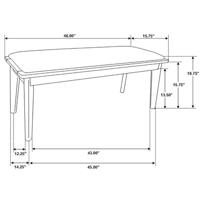 Alfredo Upholstered Dining Bench Grey and Natural Walnut