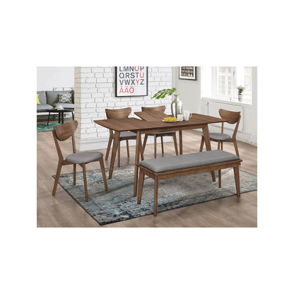 Alfredo Upholstered Dining Bench Grey and Natural Walnut