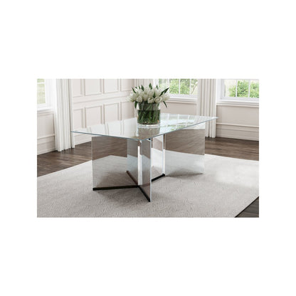 Emery 76-inch Rectangular Mirrored Dining Table Silver