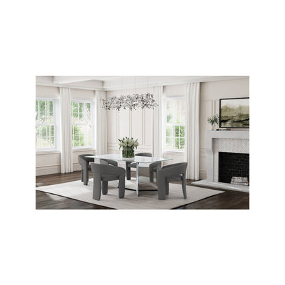 Emery 76-inch Rectangular Mirrored Dining Table Silver