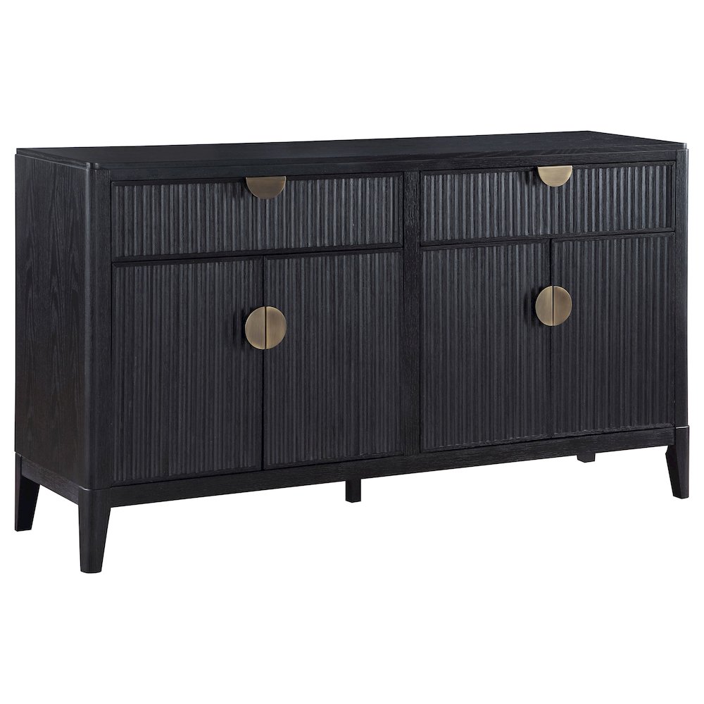 FurniFact Sideboard Buffet Cabinet with 4-Door Wooden Storage Unit, Black