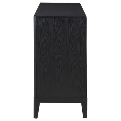 FurniFact Sideboard Buffet Cabinet with 4-Door Wooden Storage Unit, Black