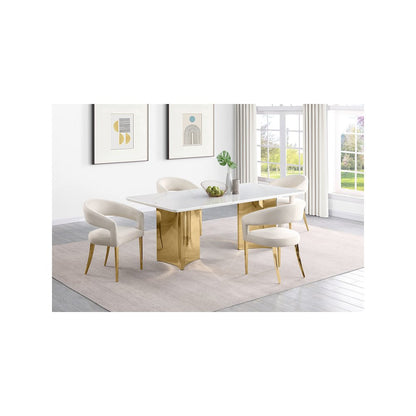 Tevlin Rectangular 79-inch Marble Top Dining Table White