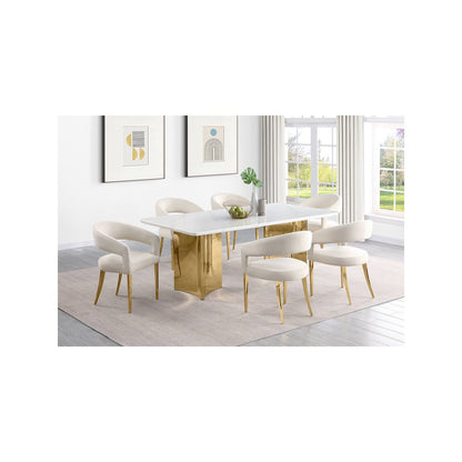 Tevlin Rectangular 79-inch Marble Top Dining Table White