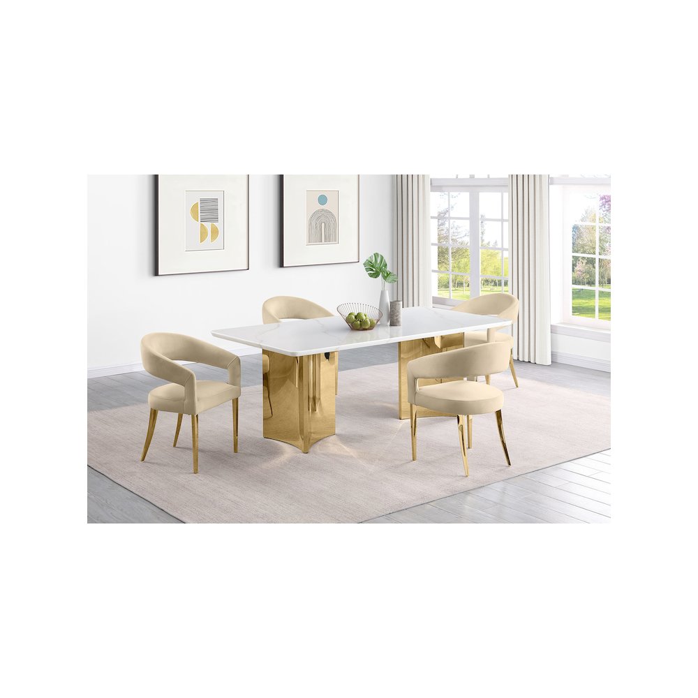 Tevlin Rectangular 79-inch Marble Top Dining Table White