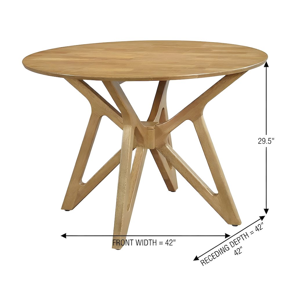 Solid Wood Round Pedestal Dining Table, Mid-Century Modern, Brown